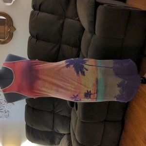 American Eagle tropical sunset midi dress